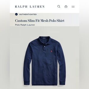 Custom Slim Fit Mesh Polo Shirt
Polo Ralph Lauren
Navy with red rider and pony
S